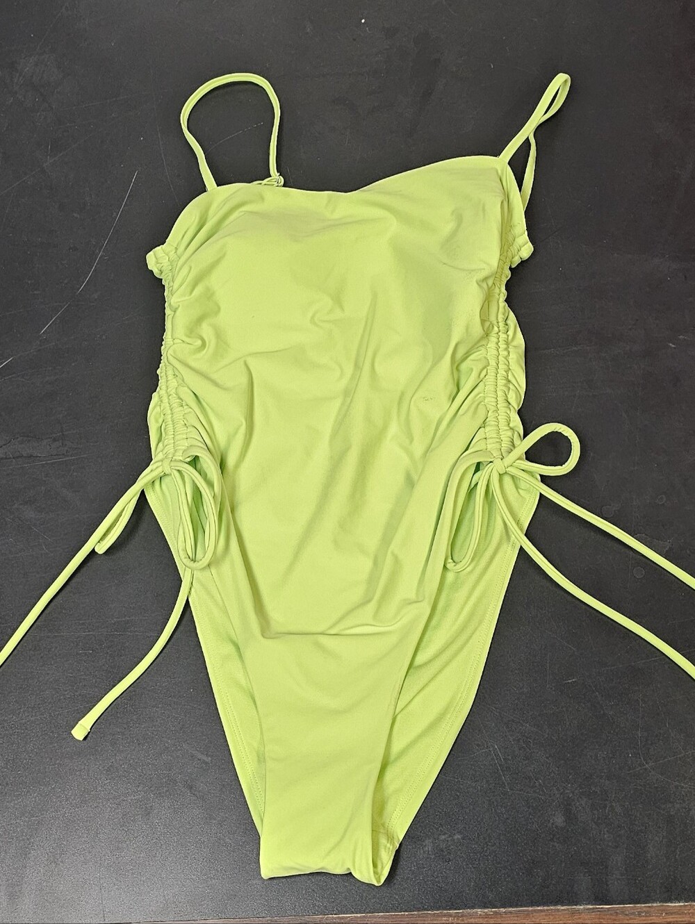 No Boundaries Neon Lime One-Piece Swimsuit with Side Ties